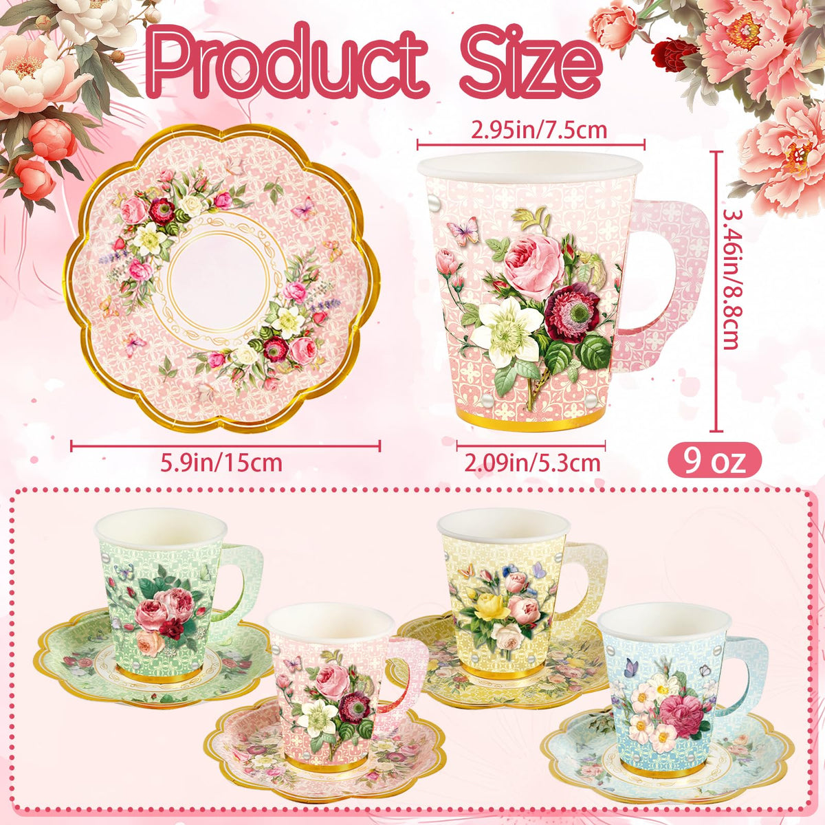 CUPLOOV gold-edged cups and plates, add a touch of elegance.