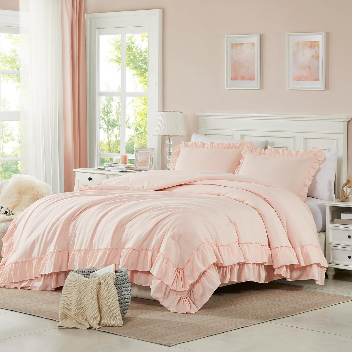 Cupocupa blush pink comforter set, queen, soft and cozy for all-season warmth.