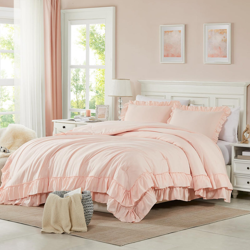 Cupocupa blush pink comforter set, queen, soft and cozy for all-season warmth.
