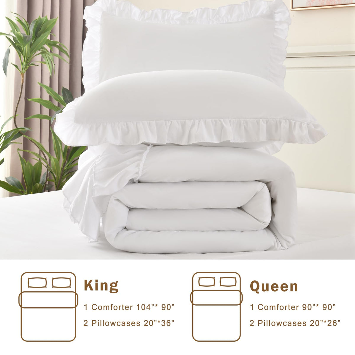Cupocupa White Queen Comforter is machine washable for easy care.