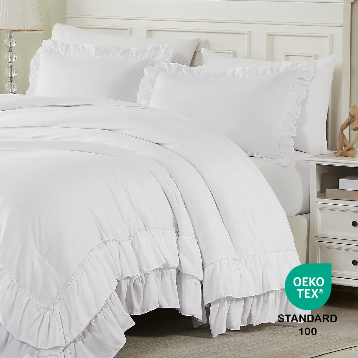 Cupocupa White Queen Comforter provides year round warmth and breathability.