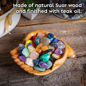 Curawood natural teak oil finish adds warmth and durability to display.