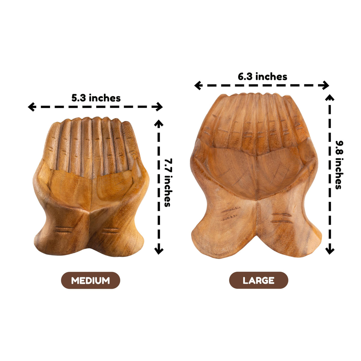 Curawood wooden hands bowl altar decor for sacred display of treasures.