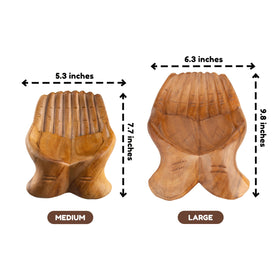 Curawood wooden hands bowl altar decor for sacred display of treasures.