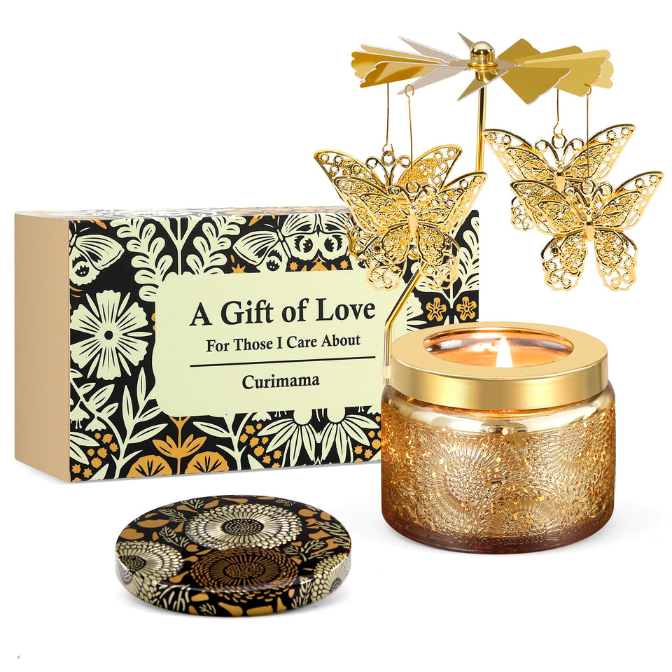 Curimama butterfly candle with 3D rotating wings adds a captivating focal point to any room.