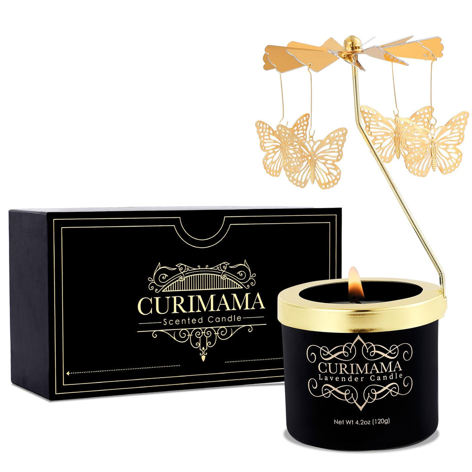 Curimama butterfly rotating candle image highlighting dynamic motion for gifting and ambiance.
