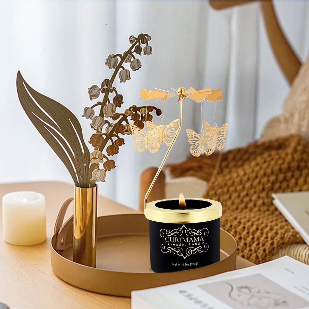 Curimama relaxing candle provides ambient light for cozy, calming evenings.