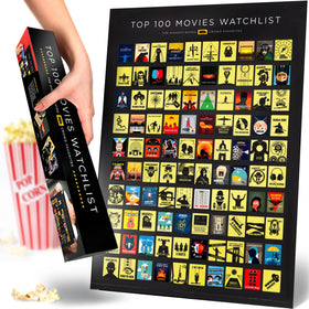 Curious Charts Commission IMDb Top 100 Scratch Off Poster cover highlights official list for film enthusiasts.