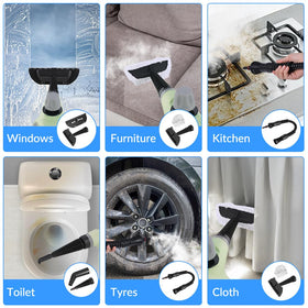 CURMEDI handheld steam accessories 12-piece layout enables versatile cleaning