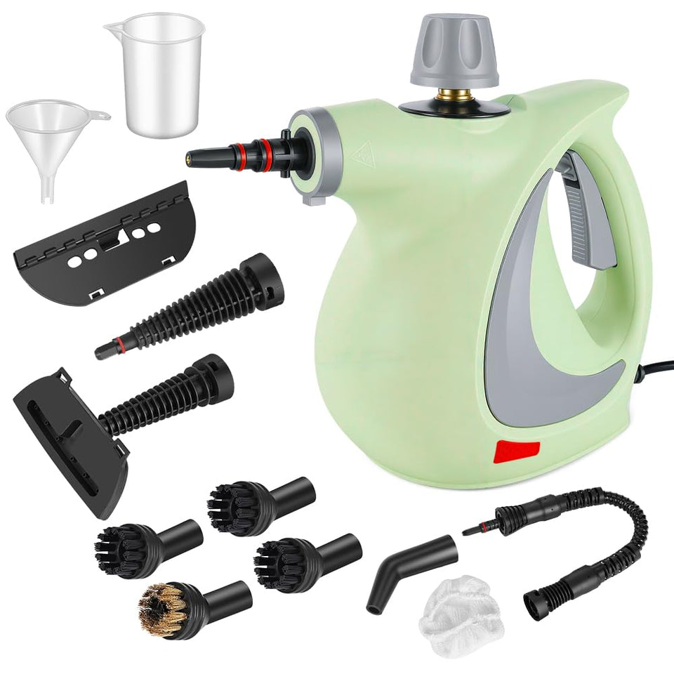 CURMEDI handheld steam cleaner setup shows compact design for quick home tasks