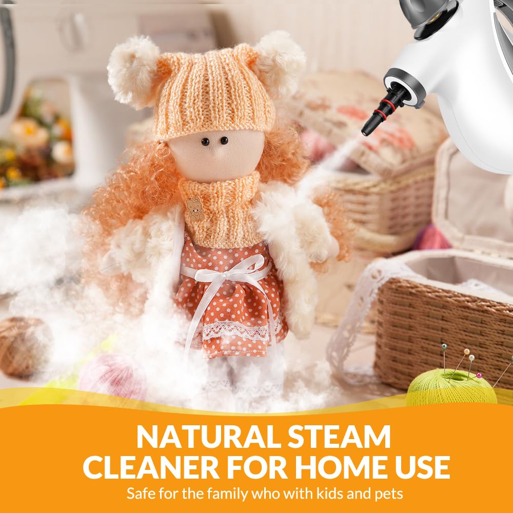 CURMEDI steam cleaner removing grime from bathroom tile and sink