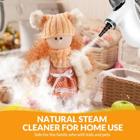 CURMEDI steam cleaner removing grime from bathroom tile and sink