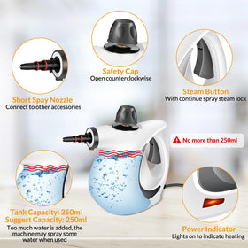CURMEDI steam cleaner used inside a car for upholstery cleaning