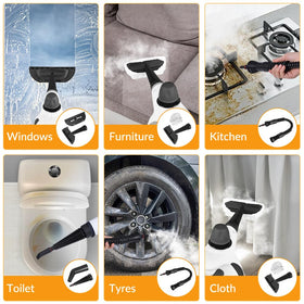 CURMEDI steam cleaner in action on kitchen grout and tiles