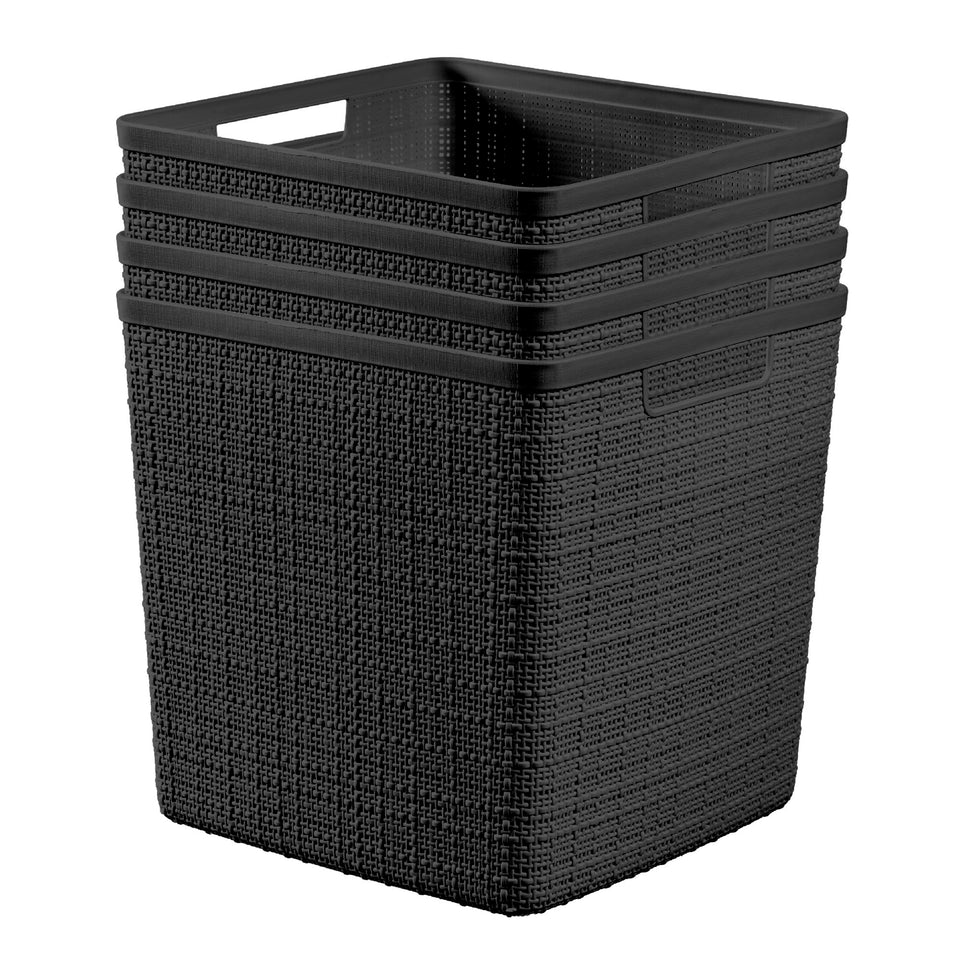 Curver jute cube basket front view for easy access to toys and books