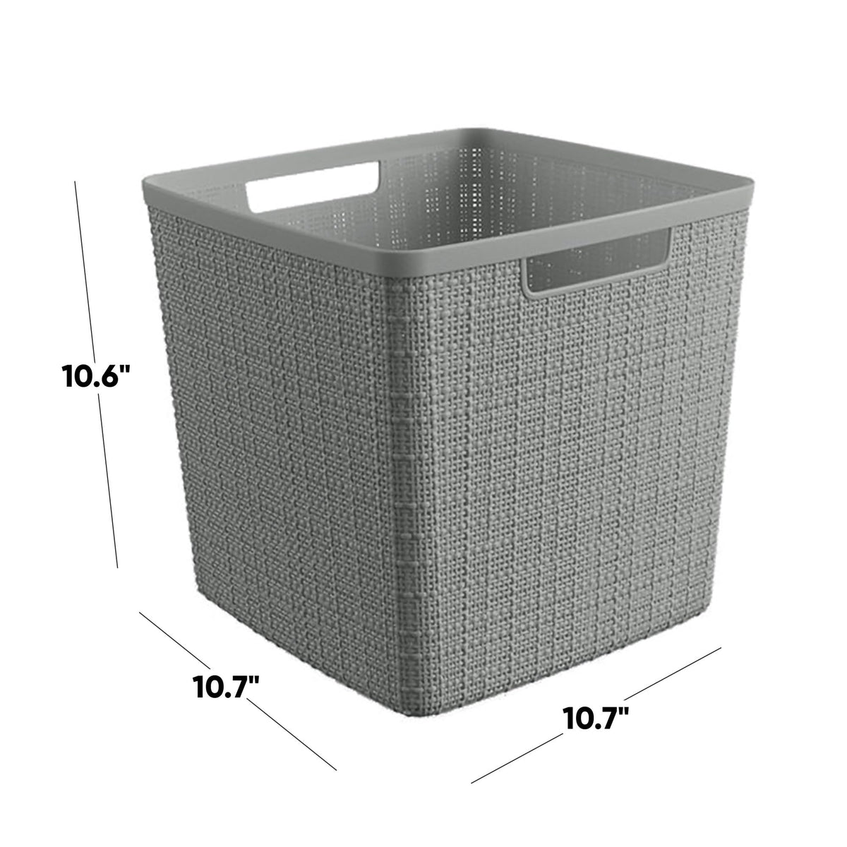 Curver Jute Cube basket stacked in living room for tidy space