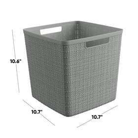 Curver Jute Cube basket stacked in living room for tidy space