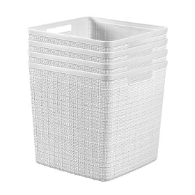 Curver large cube 17L basket with jute texture for chic bedroom storage