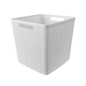 Curver white decorative basket with resin finish for stylish storage