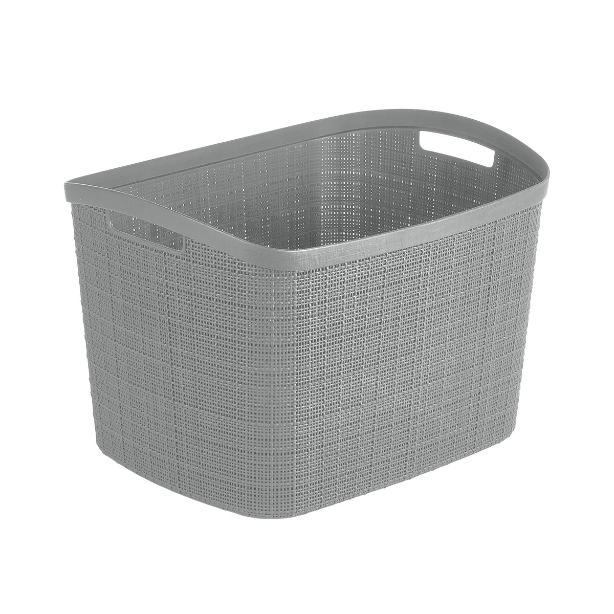 Curver XL 30.5L jute decorative basket, front view, stylish storage
