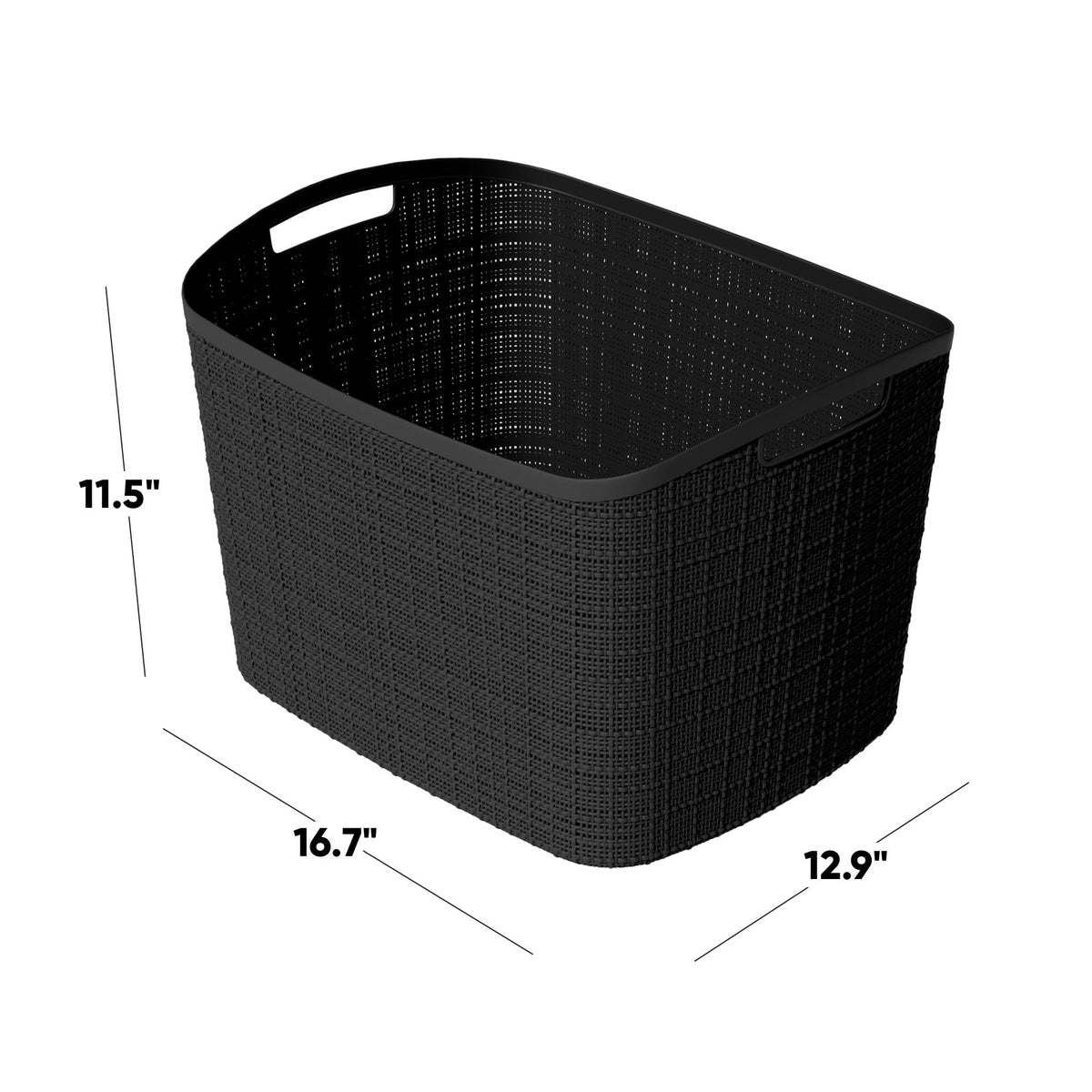 Curver XL 30.5L basket with jute texture, side view for versatile room storage
