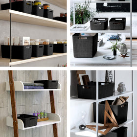 Curver XL 30.5L set of two black baskets for coordinated storage