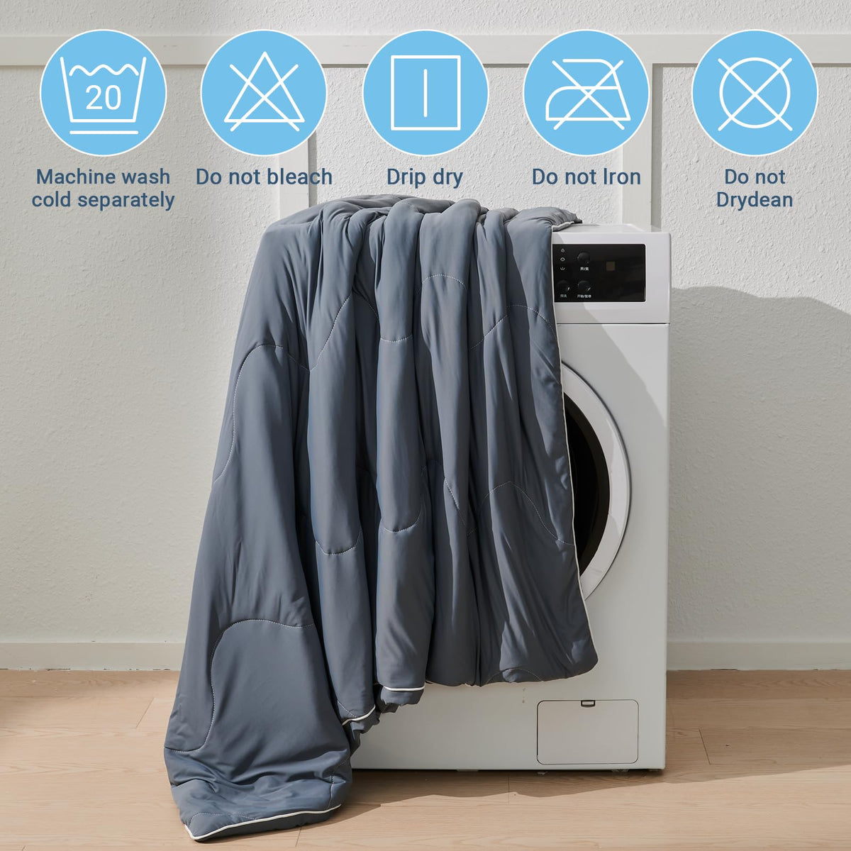 Cushious cooling comforter breathable fiber weave keeps you cool.