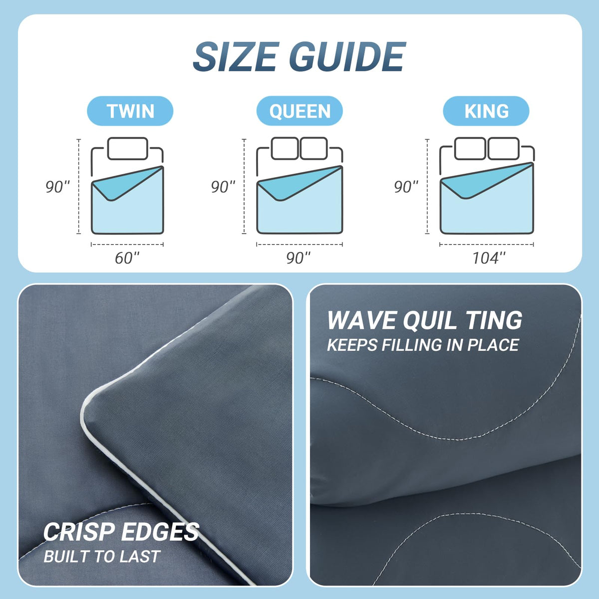 Cushious cooling comforter ideal for camping and travel packing.
