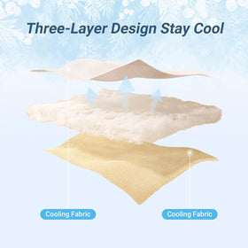 Cushious cooling comforter on sofa highlighting lightweight, fluffy texture.