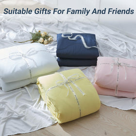 Cushious cooling comforter offers a feather-light feel for all-night comfort.