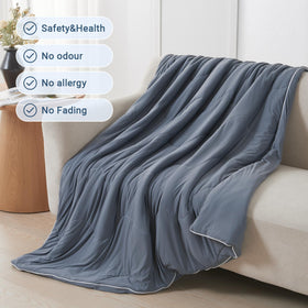 Cushious cooling comforter helps with night sweats on warm nights.