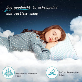 CushyOasis memory foam pillow for back and stomach sleepers, comfort