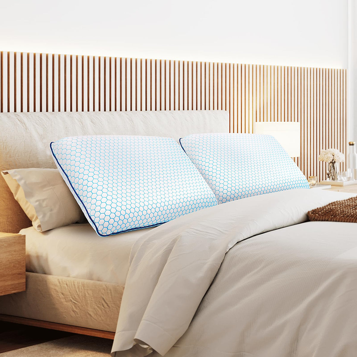 CushyOasis Memory Foam Pillow with removable cover for easy care.