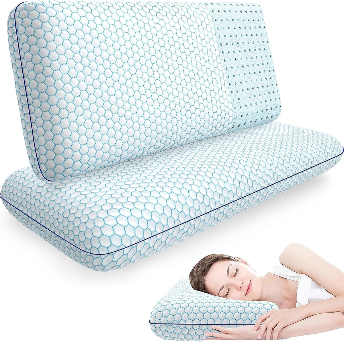 CushyOasis Memory Foam Pillow for side sleeping with balanced neck support.