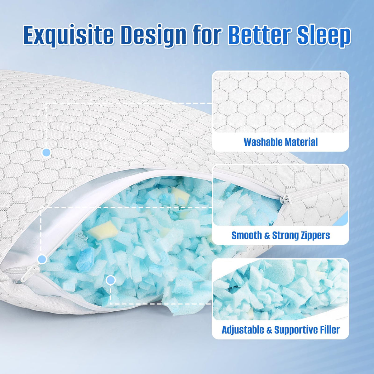 CushyOasis 2-pack pillow set provides versatile comfort at home.