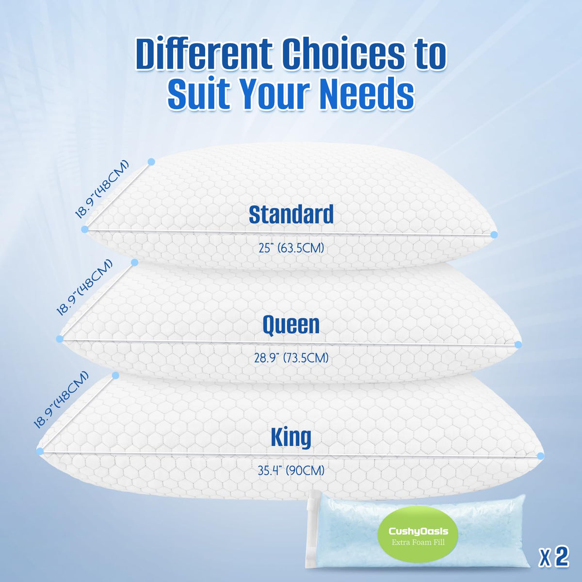 CushyOasis adjustable-height pillow for customizable neck support.