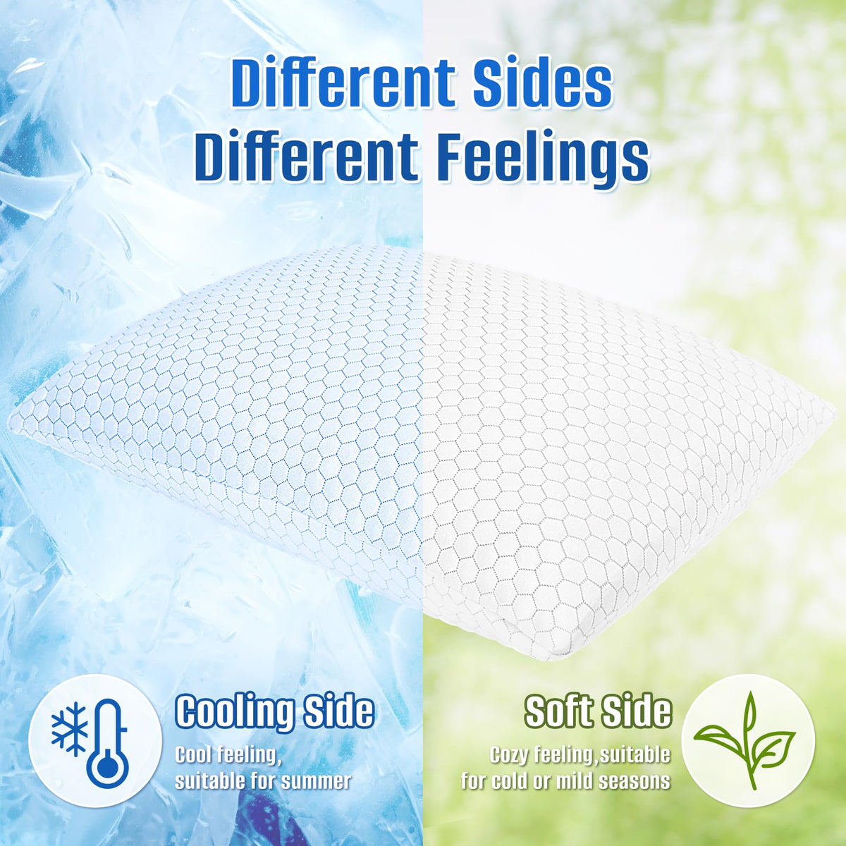 CushyOasis queen-size memory foam pillow offering ergonomic head and neck support.