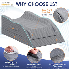 CushZone leg pillow with dual handles for easy repositioning and handling.