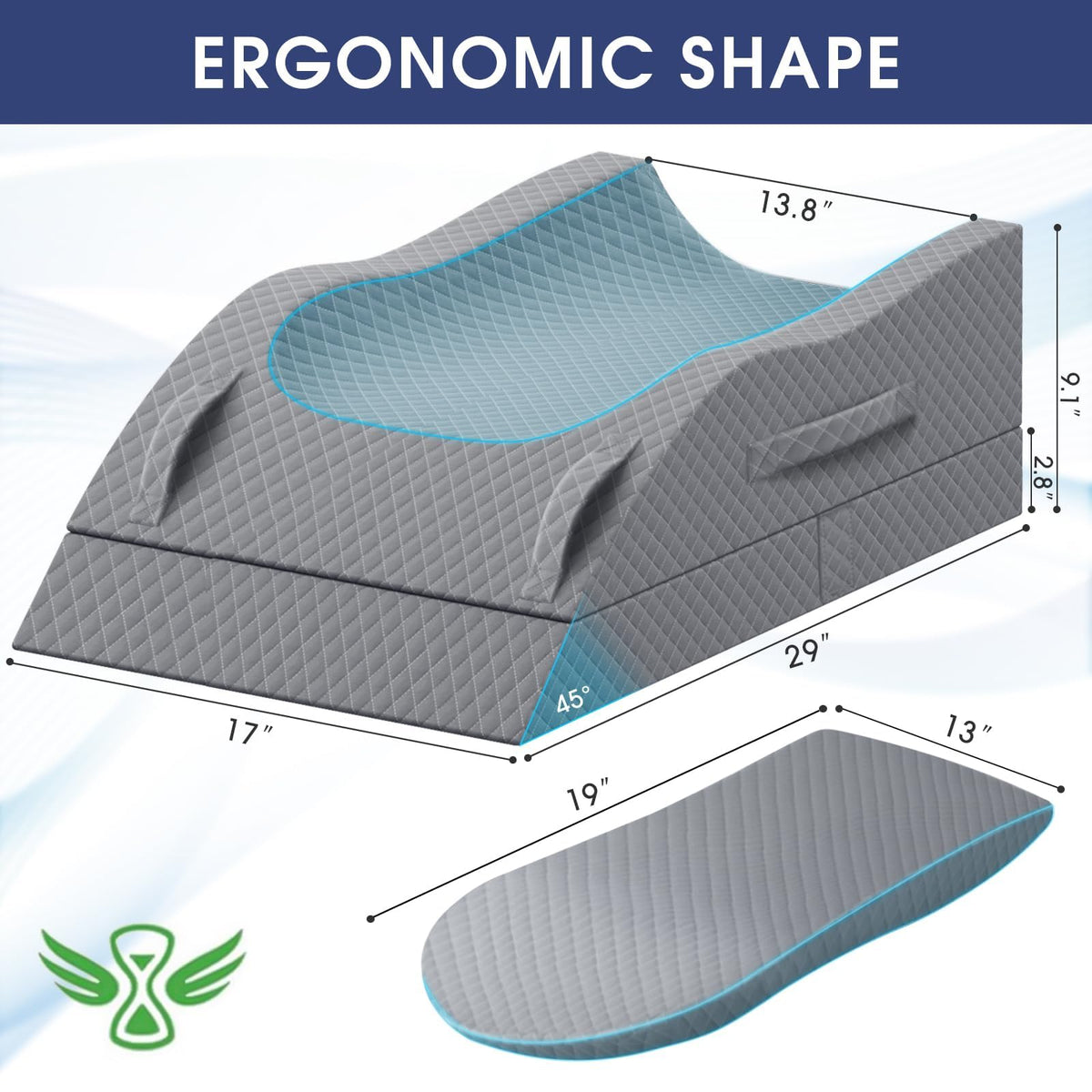 CushZone leg pillow height adjustment enables personalized support for users.