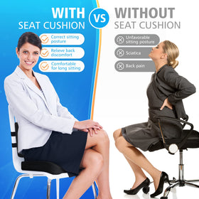 CushZone cushion in office, car, and wheelchair settings