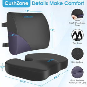 CushZone seat cushion features a non-slip bottom to stay in place.