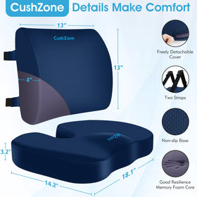 CushZone seat cushion with removable washable cover for easy cleaning.