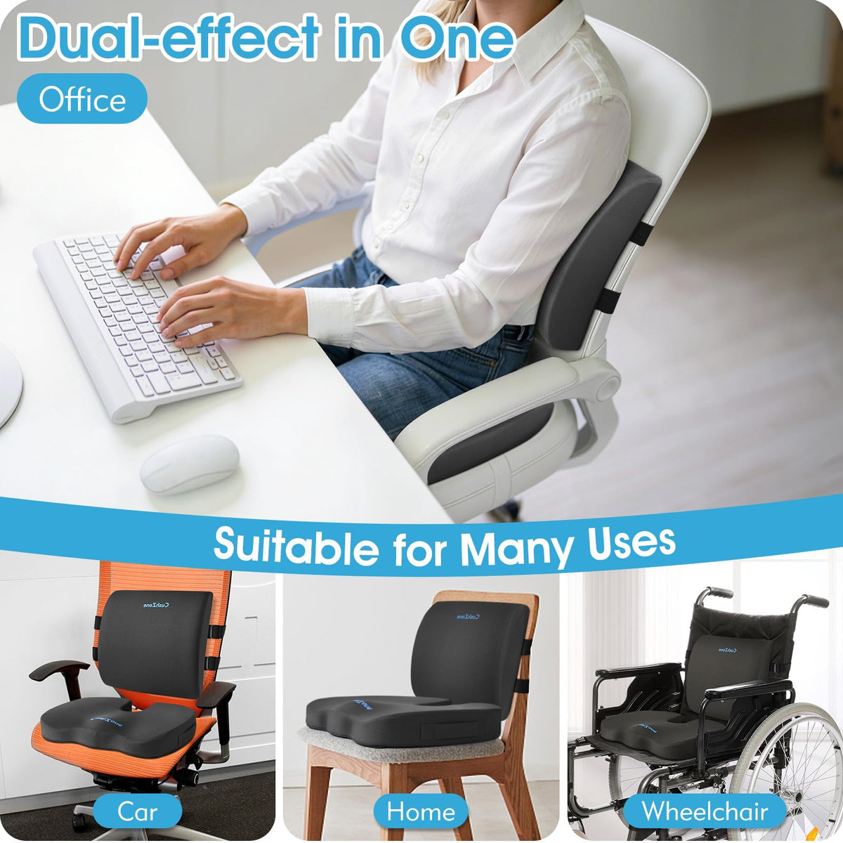 CushZone removable cover is machine washable for easy cleaning.