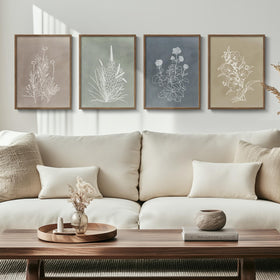 Cuspin framed boho floral prints brighten living rooms and match rustic decor.