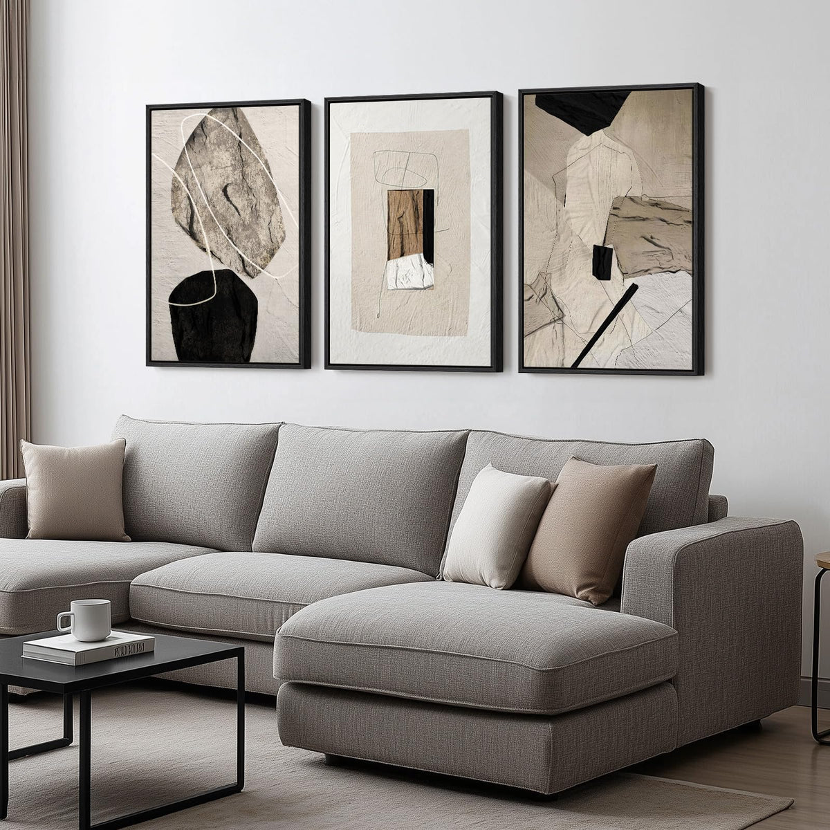 Cuspin framed neutral abstract wall art trio 16x24 adds calm, timeless style to hallways.
