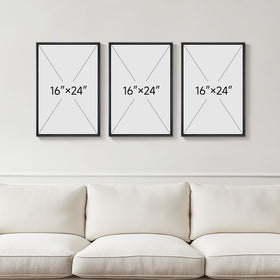 Cuspin framed neutral abstract wall art trio 16x24 creates a sophisticated bedroom focal point.