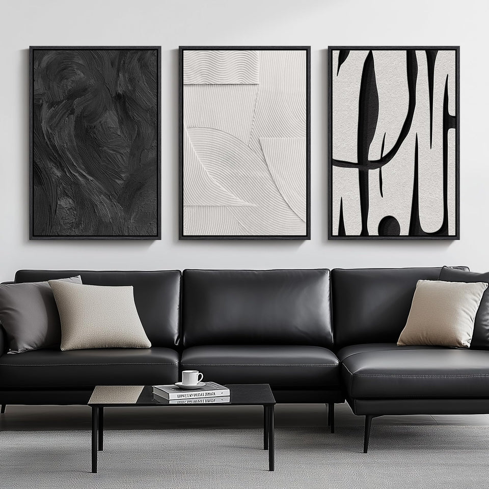 Cuspin large framed abstract wall art collection one creates a bold living room focal point