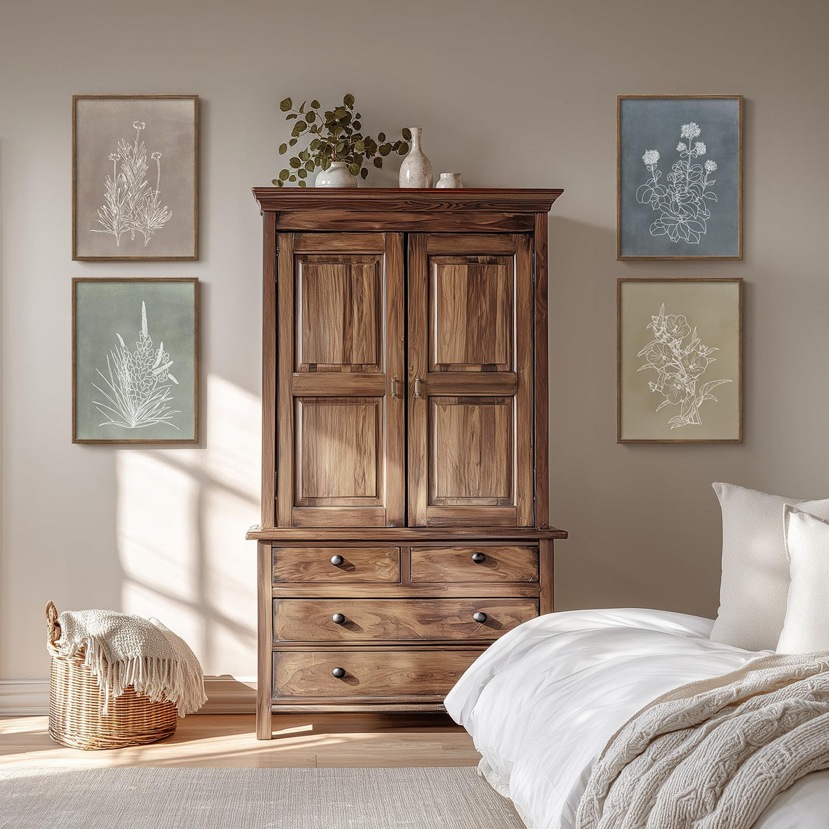 Cuspin minimalist line-drawing plants offer versatile wall decor.