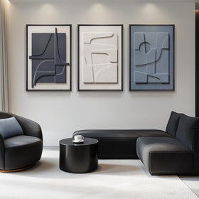 Cuspin modern wall decor in blue-white geometric style brightens office walls