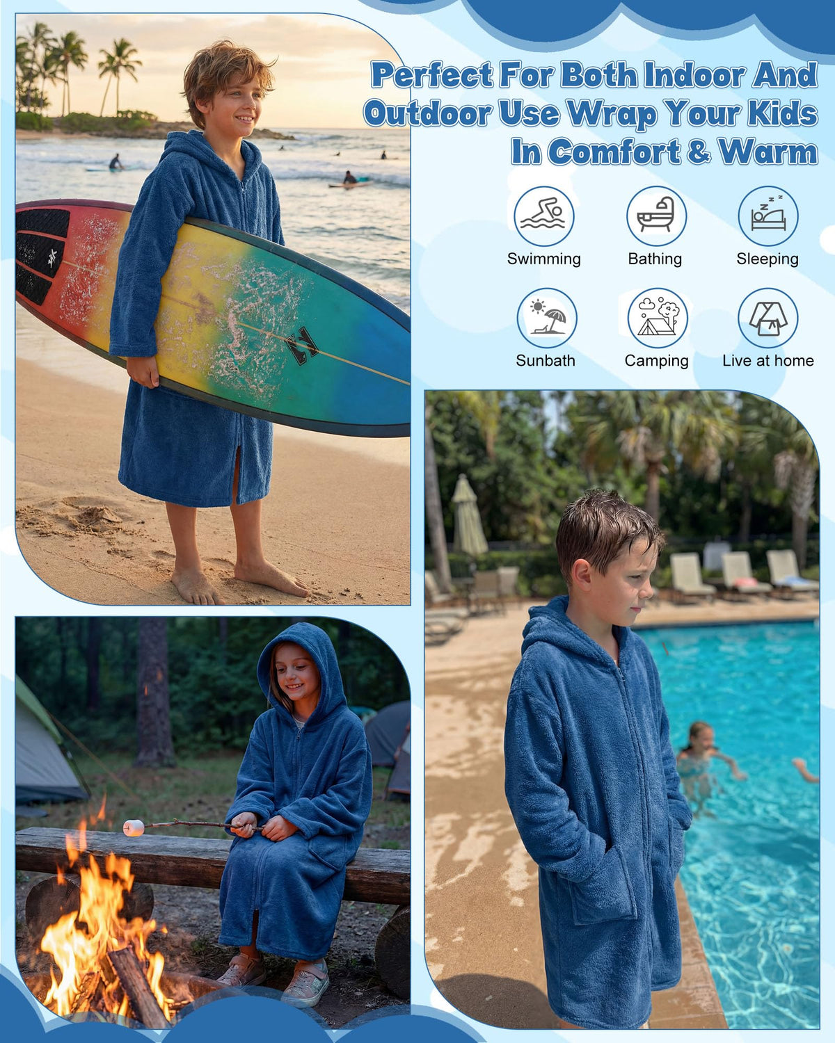 Cutecrop fast-drying kids bathrobe, ideal after pool or beach.